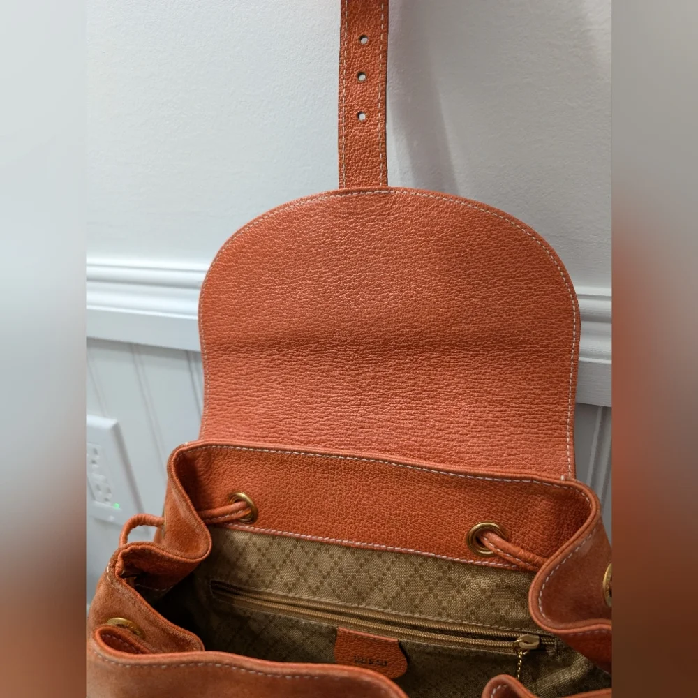 Gucci Bamboo Vintage Suede and Leather Backpack